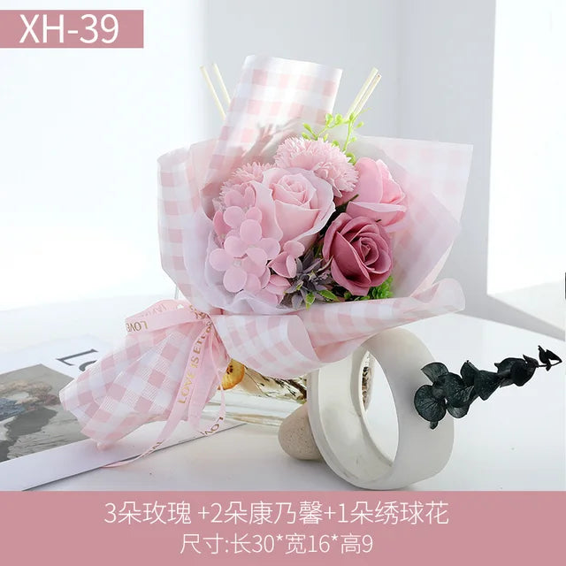 Artificial Soap Rose Carnation Flower Bouquet