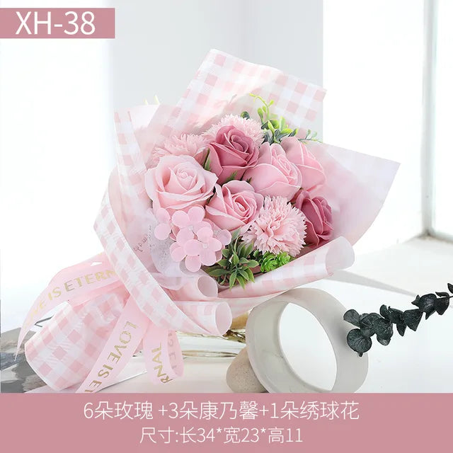 Artificial Soap Rose Carnation Flower Bouquet